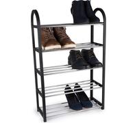 alpina Étagère à chaussures Armoire à chaussures 5 couches 50 x 20 x 77 CM Place pour 10-15 paires de chaussures Facile à monter Noir/argent