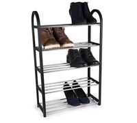 alpina Étagère à Chaussures - Armoire à Chaussures à 5 Niveaux - 50 x 20 x 77 cm - Espace pour 10 à 15 Paires de Chaussures - Facile à Monter - Noir/argenté