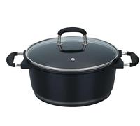 alpina Faitout Ø 24 cm - Induction/gaz/céramique - Poignées en silicone - Passe au lave-vaisselle - Revêtement antiadhésif, Noir