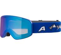 ALPINA FERNIE Q-LITE Lunettes de ski à effet miroir pour enfants, verres OTG polarisés et améliorant le contraste, idéales pour porteurs de lunettes, avec protection UV 100%, bleu roi mat