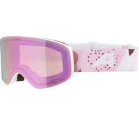 ALPINA FERNIE Q-LITE - Masque de ski OTG miroité pour enfants, verres contrastants et polarisés, idéal pour porteurs de lunettes, protection UV 100%, white-rose matt
