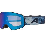 ALPINA FERNIE Q-LITE - Masque de ski OTG miroité pour enfants, verres contrastants et polarisés, idéal pour porteurs de lunettes, protection UV 100%, black-blue matt