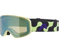 ALPINA FERNIE Q-LITE - Masque de ski OTG miroité pour enfants, verres contrastants et polarisés, idéal pour porteurs de lunettes, protection UV 100%, lime matt