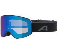 ALPINA FERNIE Q-LITE - Masque de ski OTG miroité pour enfants, verres contrastants et polarisés, idéal pour porteurs de lunettes, protection UV 100%, black matt