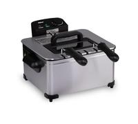 alpina Friteuse 5 litres - Friteuse avec graisse et à huile 200 W - Deux paniers de friture - Température réglable - Pour 4 à 6 personnes - 275 x 215 x 305 mm - Métal - Noir/Argent