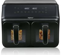 alpina Friteuse à air chaud 2 compartiments 8L Airfryer avec écran numérique - Friteuse à air avec minuterie et température de 60 à 200℃ - Friteuse à air chaud XXL avec 8 programmes de cuisson et fenê