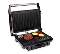 alpina Gril de contact - 230 V/1000 W - Appareil à croque-monsieur - Barbecue Panini - Légumes, pain et viande - Revêtement anti-adhésif - Bac d'égouttement - Noir/rouge