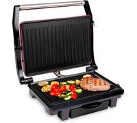 alpina Gril de contact Optigrill 230V/1000W - Sandwich Maker - Panini Grill - Multigrill pour légumes, pain et viande - Gril de table avec revêtement antiadhésif - Bac d'égouttage - Noir/Rouge