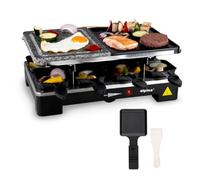 alpina Gril Pierre à Raclette - 8 Poêles - 8 Spatules - 1200-1400 Watt - Thermostat Gourmet Set Plaque de Cuisson