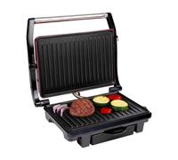 alpina Gril de contact - 230 V/1000 W - Appareil à croque-monsieur - Barbecue Panini - Légumes, pain et viande - Revêtement anti-adhésif - Bac d'égouttement - Noir/rouge