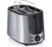 alpina Toaster - Grille Pain 7 Niveaux de Brunissage - Pain Grillé Fonction de Décongélation - Toaster Grille Pain Pieds Antidérapants - deux Fentes à Pain et Grille-Pain - Couleur Argentée