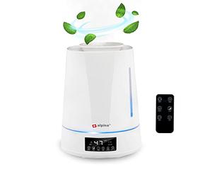 Alpina Humidificateur - 4 L - Ultrasonic Mist - avec Timer - Aromathérapie - Veilleuse - Télécommande - Blanc