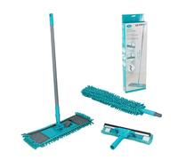 Alpina Kit de nettoyage avec serpillère, raclette à vitres, manche télescopique et balai pliable