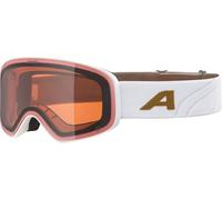 ALPINA LADIS Q Lunettes de ski OTG effet miroir, renforçant le contraste avec protection UV 100% pour adultes, blanc/doré mat, taille unique