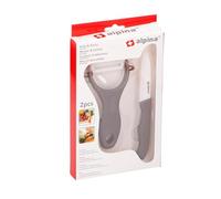 Alpina Lot de 17 cm Couteau utilitaire en céramique et éplucheur en céramique 13 cm gris