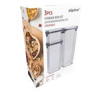 alpina Lot de 3 boîtes de conservation avec couvercle hermétique Transparent 400 ml/1450 ml/1900 ml