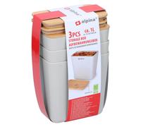 alpina Ensemble de Boîtes de Rangement 3 Pièces - Boîtes de conservation 1L - 13,5 x 13 x 8 cm - Boîtes de rangement en Plastique - Boîtes de Conservation avec Couvercle - Blanc