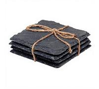 Alpina Lot de 4 Dessous de Verre carrés en Ardoise pour Table de Boissons, Maison, pub, Bar