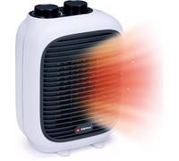 alpina Mini chauffage électrique PTC1601 - Aérotherme 1500W - pour pièces de 10 à 15 m² - Radiateur électrique pour air chaud et froid - Poignée incluse - Plastique - Blanc