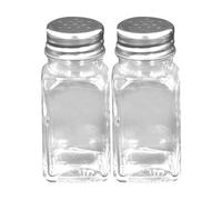 Pack de Deux Salière Poivrière en Verre avec Couvercle Ultra Compact Transparent