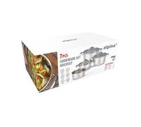 Alpina Pan Set 7 pièces - Set de casseroles en acier inoxydable avec couvercle en verre