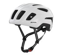 ALPINA PARANUS Urban - Casque de vélo avec feu arrière LED, Coque intérieure légère en Hi-EPS, Grande Ventilation, réglage Individuel et Filet Anti-Insectes intégré - White Gloss - 55-59
