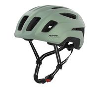 ALPINA PARANUS Urban - Casque de vélo avec feu arrière LED, Coque intérieure légère en Hi-EPS, Grande Ventilation, réglage Individuel et Filet Anti-Insectes intégré - Willow-Green Matt - 52-56