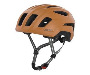 ALPINA PARANUS Urban - Casque de vélo avec feu arrière LED, Coque intérieure légère en Hi-EPS, Grande Ventilation, réglage Individuel et Filet Anti-Insectes intégré - Burro-Brown Matt - 52-56