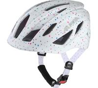 ALPINA PICO Flash, White Polka Dots Gloss, 50-55 cm, Casque de Cyclisme sûr pour Enfants avec lumière intégrée.