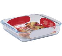 alpina Plat à Four Carré Verre 1,6L - Plat Résistant 24,5x22x5 cm - Compatible Four, Micro-ondes et Lave-vaisselle - Idéal pour Gratins et Lasagnes