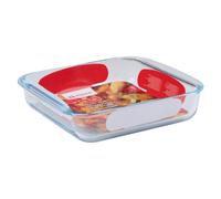 alpina Plat à Four Carré Verre 1,6L - Plat Résistant 24,5x22x5 cm - Compatible Four, Micro-ondes et Lave-vaisselle - Idéal pour Gratins et Lasagnes, blanc