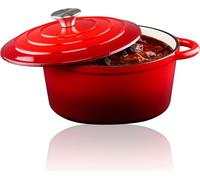 alpina poêle à frire en fonte avec couvercle poêle ⌀ 24 cm - Pour toutes les sources de chaleur - rouge