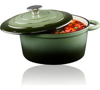 alpina Cocotte en Fonte avec Couvercle - Poêle ⌀ 24 cm - Toutes Sources de Chaleur - Vert