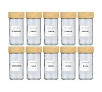 alpina Pot a Epices Lot de 12 - Petit Pot en Verre avec Couvercle Bambou et Dose