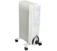alpina Radiateur Bain d’Huile 1500W - Chauffage Bain d’Huile avec Thermostat - Radiateur Mobile avec roulettes et Protection Surchauffe - Blanc