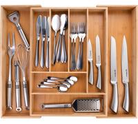 alpina Range-couverts pour tiroirs - Extensible 46 x 34-56,5 x 6 cm, 6-8 compartiments, bambou écologique