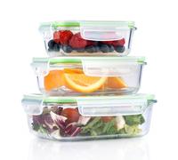 alpina Récipients Alimentaires en Verre - Boîte Rangement 3 Pièces - Lunch Box Convient aux Hermétique Micro Onde, Congélateur, Four et Lave-Vaisselle - 370, 640, 1050 ml