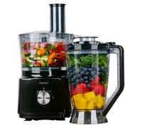 alpina Robot Cuisine FP413GS - Blender Smoothie 1.8L - Robot Multifonctions avec Lames et Râpes - Hachoir Électrique et Pétrin - 750W - Noir