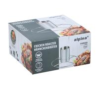 Alpina Rôtissoire à Poulet en Acier Inoxydable - Convient pour Barbecue et Plaque de Cuisson - avec récipient à Marinade - Préparez du Poulet Entier - Passe au Lave-Vaisselle