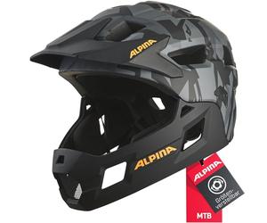 ALPINA RUPI, Black-Camo Orange Matt, 50-55 cm, Casque intégral pour Enfants, Protection et sécurité optimales, Ajustable Individuellement.