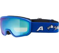 ALPINA SCARABEO JR. Q-LITE - Masque de ski OTG miroité pour enfants, confort optimal grâce au Comfort Frame, protection UV 100%, blue matt