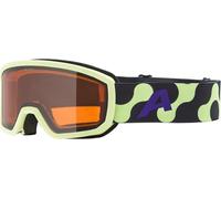 ALPINA SCARABEO JR. Q-LITE - Masque de ski OTG miroité pour enfants, confort optimal grâce au Comfort Frame, protection UV 100%, sunny-lime matt