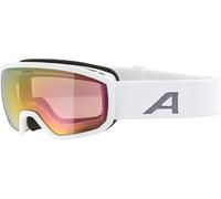 ALPINA SCARABEO JR. Q-LITE - Masque de ski OTG miroité pour enfants, confort optimal grâce au Comfort Frame, protection UV 100%, white matt