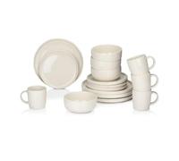 alpina Service de Table 16 Pièces - Ensemble de Vaisselle pour 4 Personnes - Vaisselle en Faïence - Assiettes à Petit Déjeuner, Assiettes à Dîner, Bols et Tasses - Crème