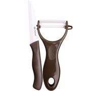Alpina, set couteau céramique & éplucheur avec manche ergonomique, noir