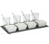 Alpina Set d'amusement - 13 pièces - 4 personnes - ardoise/verre/céramique
