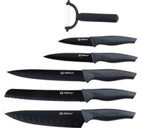 alpina Set de 6 couteaux pour pain, viande, usage général, éplucheur et couteau Santoku - Éplucheur inclus