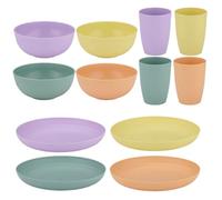 alpina Set de Assiette Camping pour 4 Personnes - Vaisselle Plastique Reutilisable - Gobelets, Assiettes et Bols en Plastique - Ensemble de Vaisselle de 12 pièces - Lavable au Lave-Vaisselle