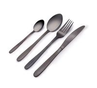 Alpina Set de couverts de table 16 pièces – acier inoxydable noir – lavable au lave‑vaisselle