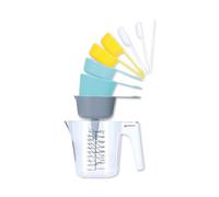 alpina Set de Gobelets Doseurs 9 Pièces - Set Doseur avec Gobelet Doseur 1 Litre - Tasses Dosseuses Empilables - Y Compris Entonnoir, Grattoir et Cuillères Doseuses